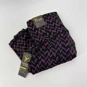 Old Navy Active Go-Dry High Rise Compression Leggings‎ S Black Pink Geo Pattern